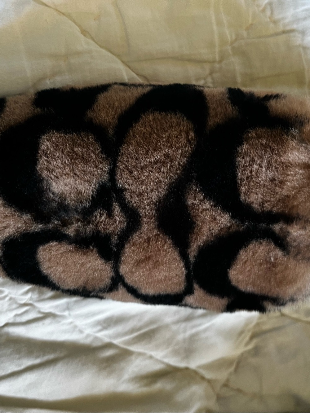 Coach Faux Fur Leopard-Style Slippers- Brown & Black Size 8